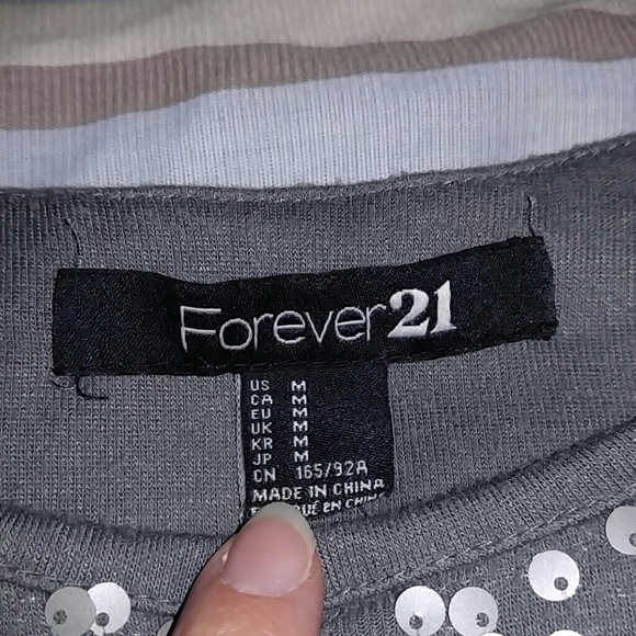 Forever 21 Gray top with sequins - Picture 3 of 7